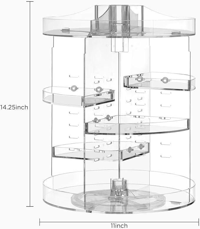 HBlife 360 Rotating Makeup Organizer Plus Size Adjustable Carousel Large - Image 3
