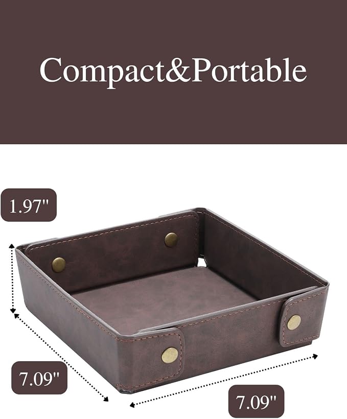 CASIRENA Father's Day Gifts Faux Leather Valet Tray Organizer - Image 4