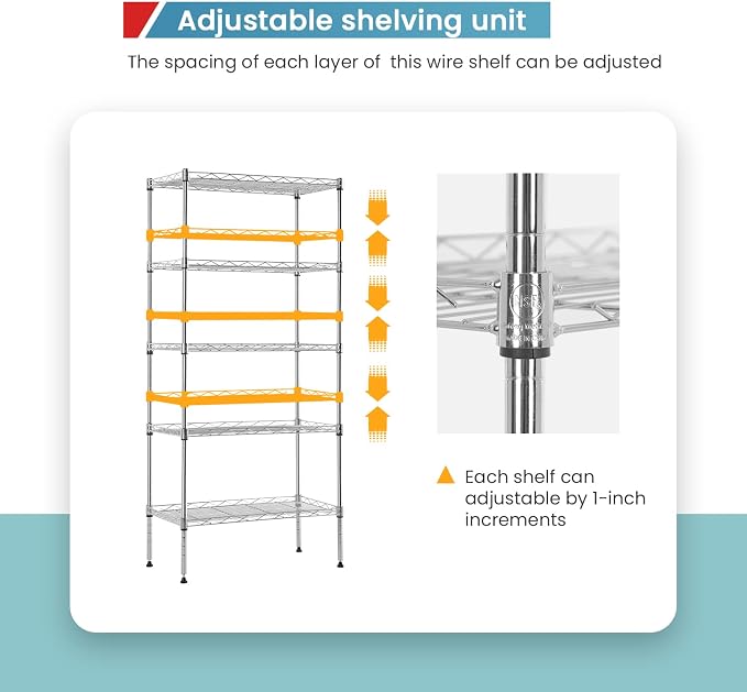 Adjustable NSF-Certified Metal Shelf Wire Shelving Unit Storage - Image 5