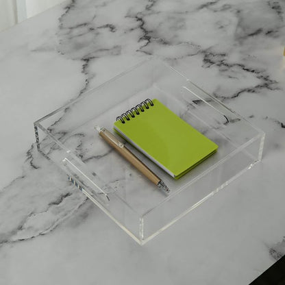 Clear Sturdy Acrylic Tray with Handles-8"x8"x2"H-Countertop Organizer Tray - Image 3