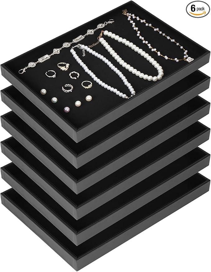 Rainmae 6 Pcs Velvet Stackable Jewelry Tray Showcase Display, Jewelry Organizer by Rainmae