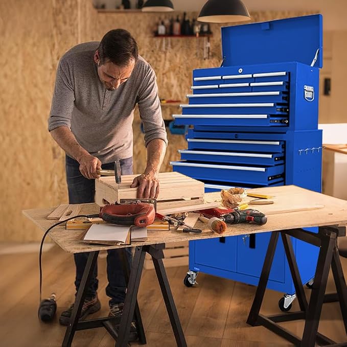 Tool Chest 13-Drawer with Double Door Handle, 2 in 1 Detachable Rolling Tool - Image 7
