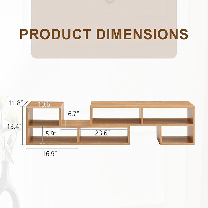 L-Shaped TV Stand for TVs up to 50''+, Modular TV Stand Light Wood | Modern - Image 2