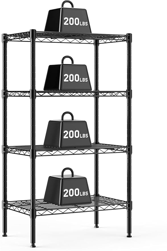 HealSmart 4-Tier Metal Wire Storage Shelves, Adjustable Standing Storage Rack by HealSmart