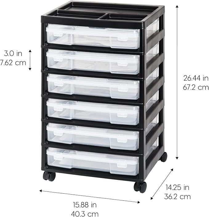 IRIS USA Fits 12" x 12" Paper, 6-Tier Scrapbook Rolling Storage Cart - Image 4