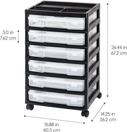 IRIS USA Fits 12" x 12" Paper, 6-Tier Scrapbook Rolling Storage Cart - Image 4