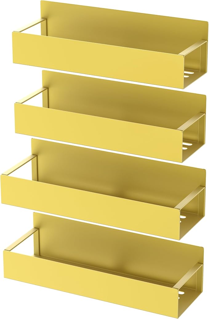 Metal Magnetic Spice Rack for Refrigerator Gold, 4 Pack | Magnetic Shelves - Image 6