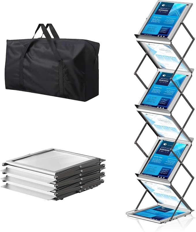 6 Pockets Foldable Aluminum Magazine Rack by AceShow