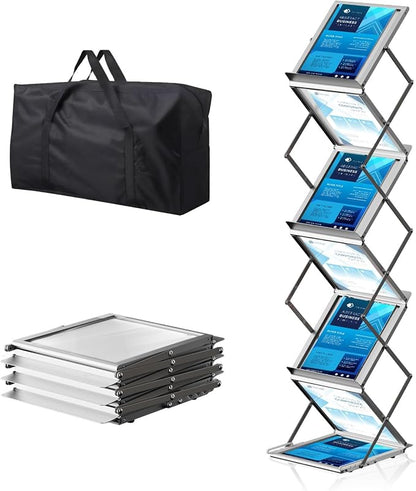 6 Pockets Foldable Aluminum Magazine Rack by AceShow