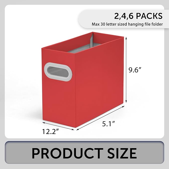 File Box for Hanging File Folders, Collapsible Cardboard Box | Portable Filing - Image 2