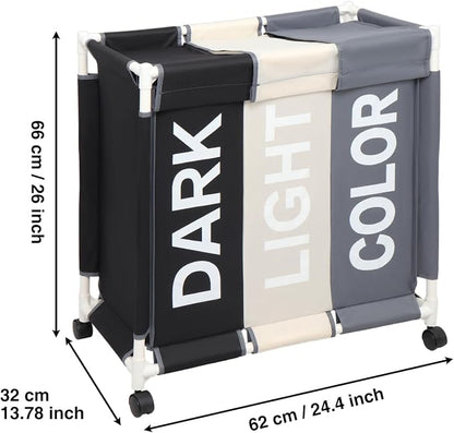 Laundry Sorter 3 Section Laundry Hamper Basket - Image 2