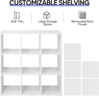 SUPER DEAL 9 Cube Storage Organizer 11 inch Cube Storage Shelf 3 x 3 Wood - Image 5