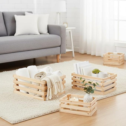 Set of 3 Nesting Wooden Storage Crates - Image 3