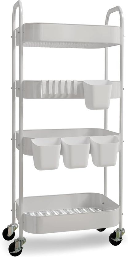 4-Tier Metal Rolling Cart with Wheels, Storage Utility Organizer Cart by Unknown