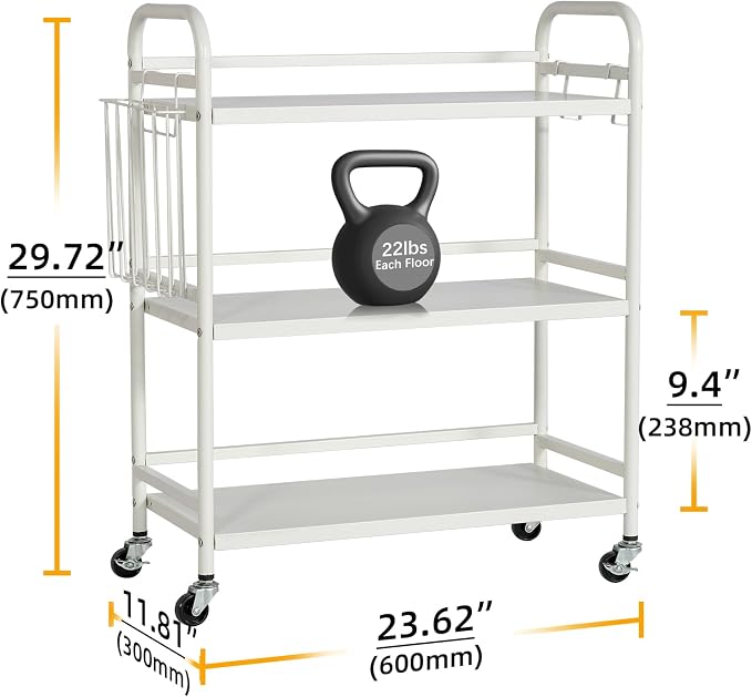 HDANI 3 Tier Metal Rolling Utility Cart, High Capacity Multi Purpose Heavy Duty - Image 4
