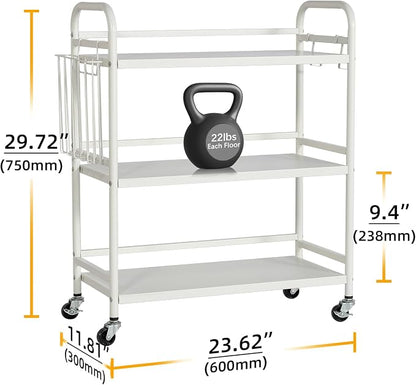 HDANI 3 Tier Metal Rolling Utility Cart, High Capacity Multi Purpose Heavy Duty - Image 4