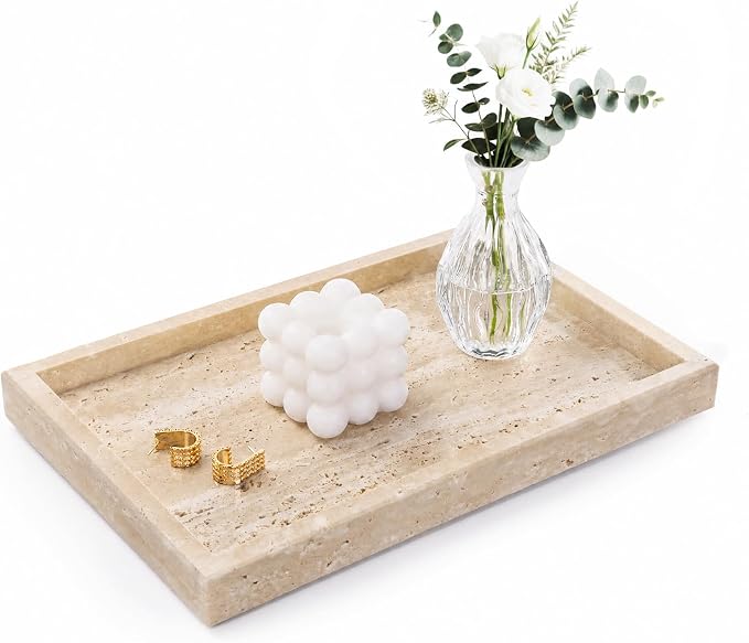Marble Bathroom Tray for Countertop & Home Decor, Natural Decorative Marble by Homaura