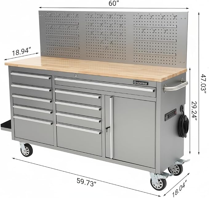 GarveeTech 61-Inch Rolling Tool Chest, 10-Drawer Heavy Duty Garage Workbench - Image 3