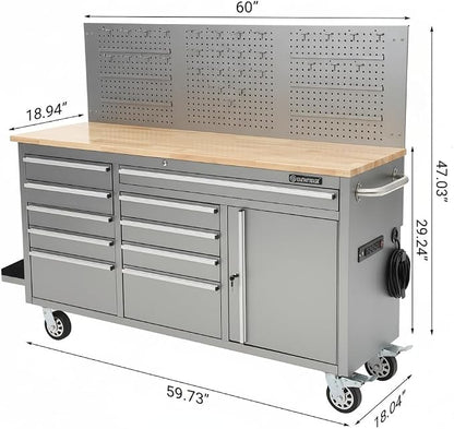 GarveeTech 61-Inch Rolling Tool Chest, 10-Drawer Heavy Duty Garage Workbench - Image 3