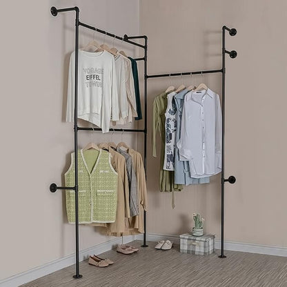 Wall Mounted Industrial Pipe Clothing Rack Garment Racks Pipeline Vintage - Image 2