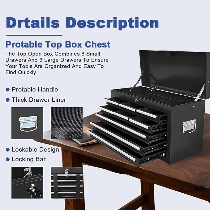 Tool Chest 13-Drawer with Double Door Handle, 2 in 1 Detachable Rolling Tool - Image 5