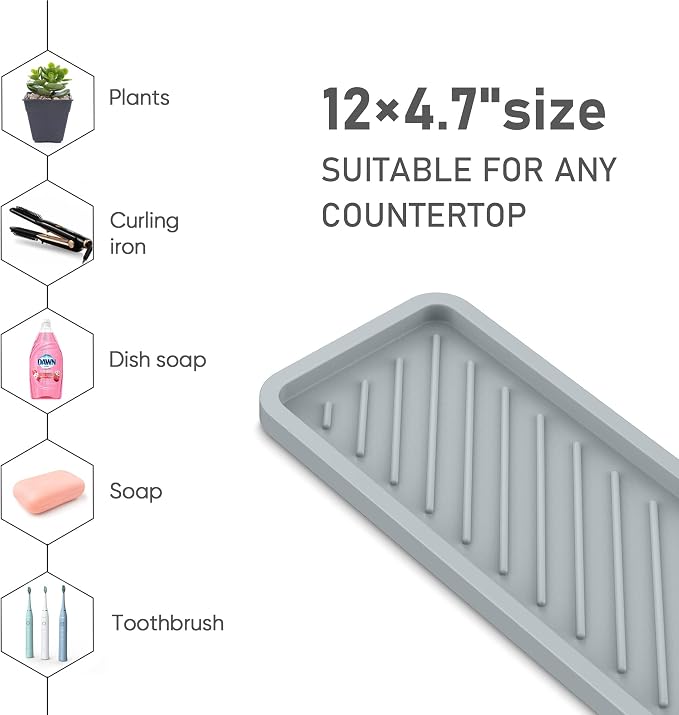 EG-SIPRO Silicone Sponge Holder, Extra Large 12" Kitchen Sink Organizer Tray - Image 5