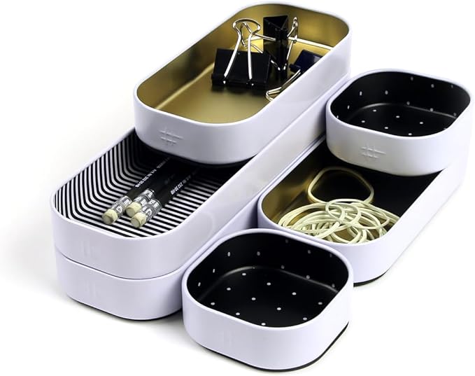 Three by Three Seattle 6 Piece Shallow Metal Organizer Tray Set - Image 6