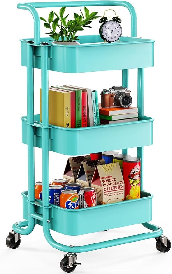 Pipishell 3 Tier Rolling Cart, Metal Utility Cart by Pipishell