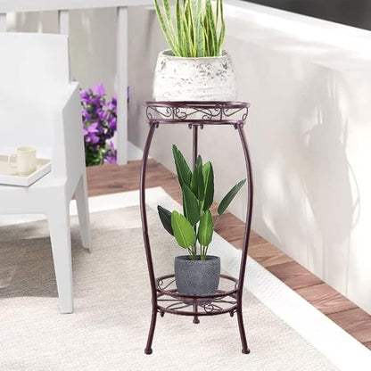 Metal Plant Stand, Indoor Outdoor 2 Tiers Tall Plant Stands, 27.1'' Iron Corner - Image 7