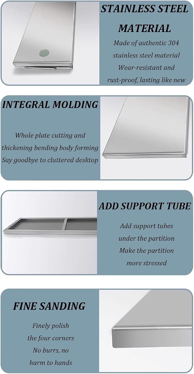 Stainless Steel Folding Table, Wall-Mounted Drop Leaf Table, Wall Mounted - Image 5