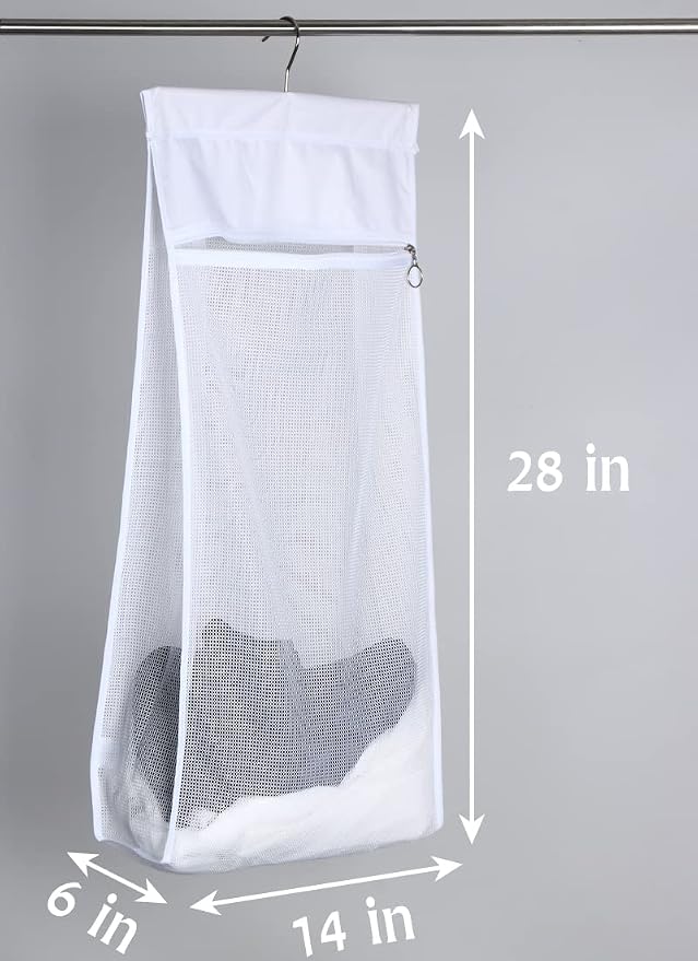 Jelier Hanging Mesh Laundry Basket, Collapsible Fabric Laundry Hamper - Image 2