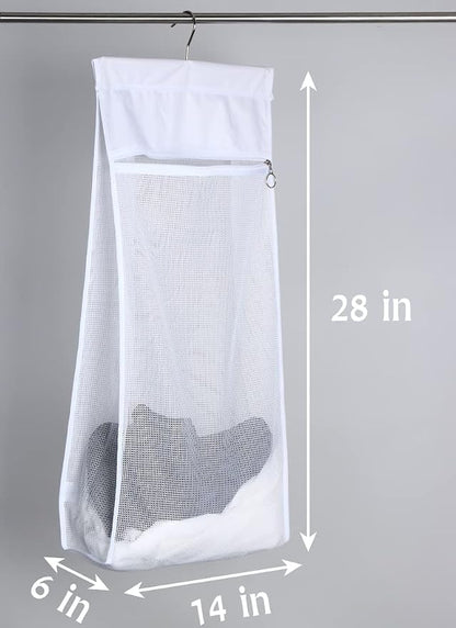 Jelier Hanging Mesh Laundry Basket, Collapsible Fabric Laundry Hamper - Image 2