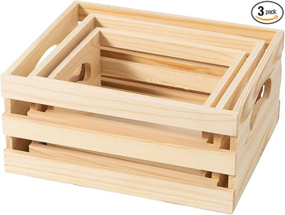 Set of 3 Rustic Wooden Nesting Crates by Xhqsulsclac