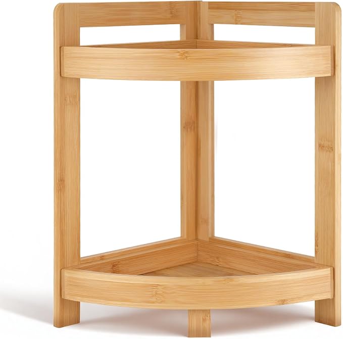 2026 New Bamboo Standing Shelf, 2 Tier Corner Shelf Stand, bathroom by Unknown