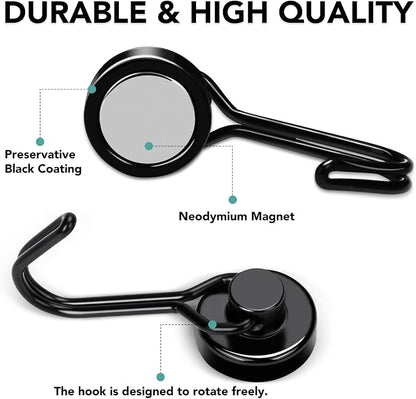 MIKEDE Magnetic Hooks, 40Lbs Heavy Duty Neodymium Magnet Hooks Black Magnets - Image 5