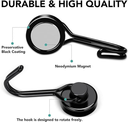 MIKEDE Strong Magnetic Hooks, 40LBS Black Swivel Swing Hooks Heavy Duty - Image 3