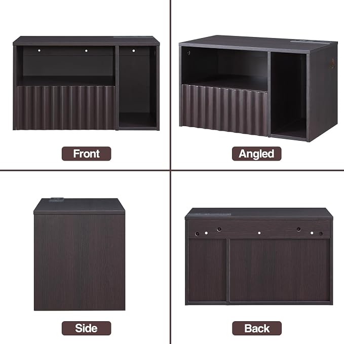 Modern Espresso Fluted Floating Nightstand - Image 9