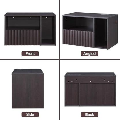 Modern Espresso Fluted Floating Nightstand - Image 9