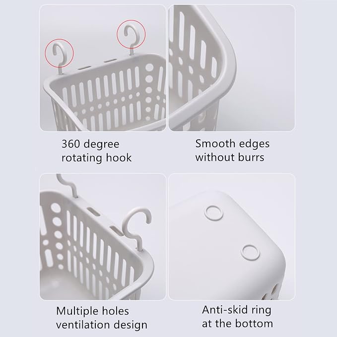5PCS Plastic Hanging Baskets for Shower, Hanging Basket Organizer - Image 5