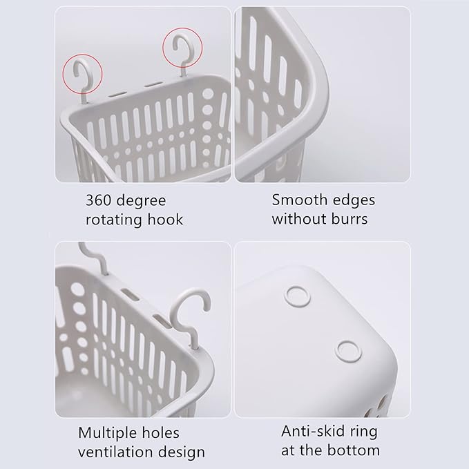 3PCS Plastic Hanging Baskets for Shower, Hanging Basket Organizer - Image 5