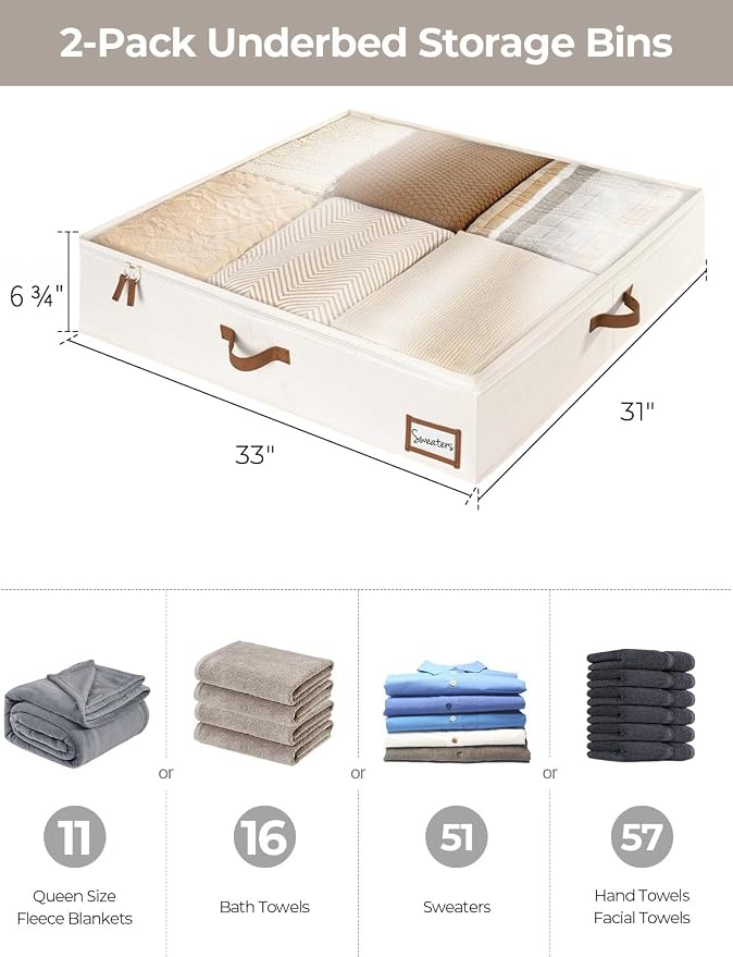 StorageWorks Underbed Storage Box, Under Bed Clothes Organizer - Image 2