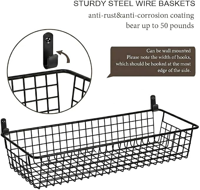 Sheechung Farmhouse Decor Metal Wire Storage Organizer Bin Basket - Image 4