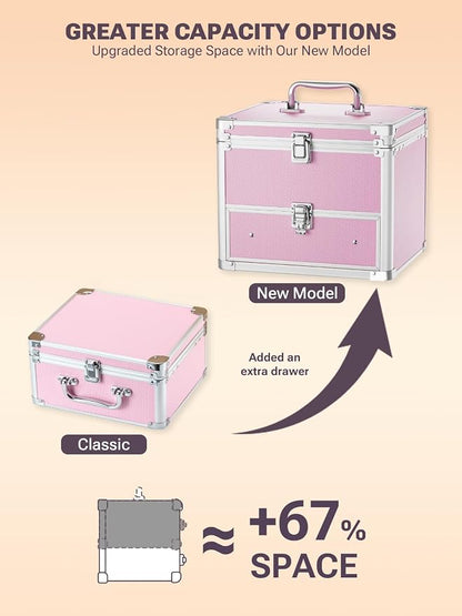 Qislee Makeup Box with Drawer and A Detachable Lighted Mirror, Waterproof - Image 5