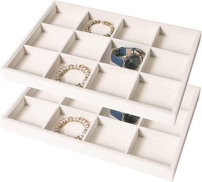 Coward 2PC Stackable 12 Grids Jewelry Organizer Tray Bracelet Display Stand by FocusOnJewelryDisplay15yrs