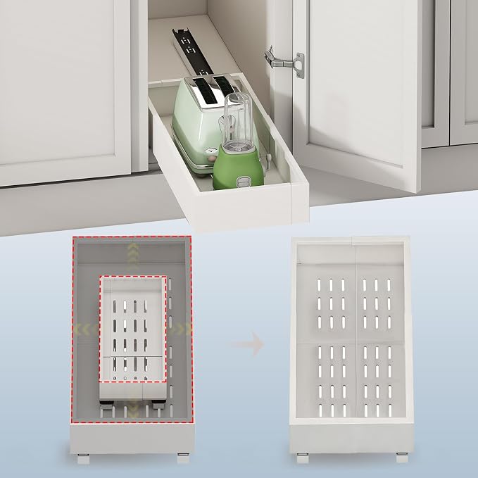 Pull out Cabinet Organizer, Expandable Width, Roll out Drawers, No Drill by Fokyfok