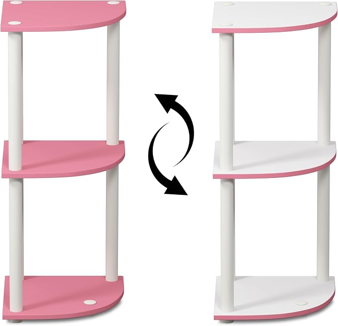 Furinno TURN-N-TUBE Corner Shelf, 3-Tier Corner Bookshelf, Display Storage - Image 8