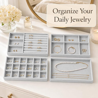 4 Pack Stackable Jewelry Organizer Tray Set - Image 2