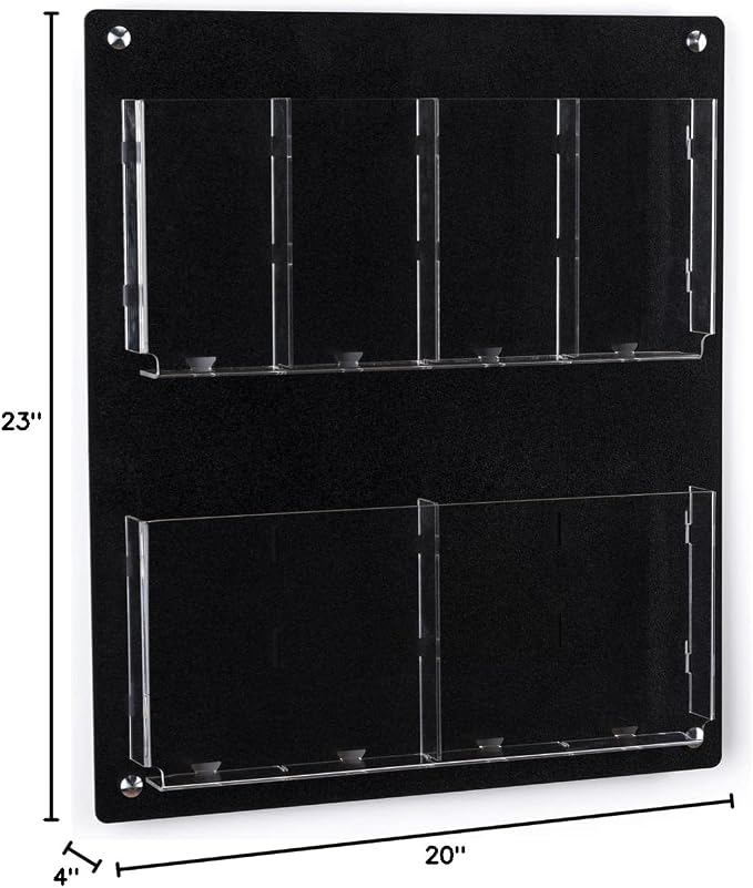 Displays2go Acrylic Wall Mounted Magazine Rack, 4-8 Adjustable Pockets - Image 8