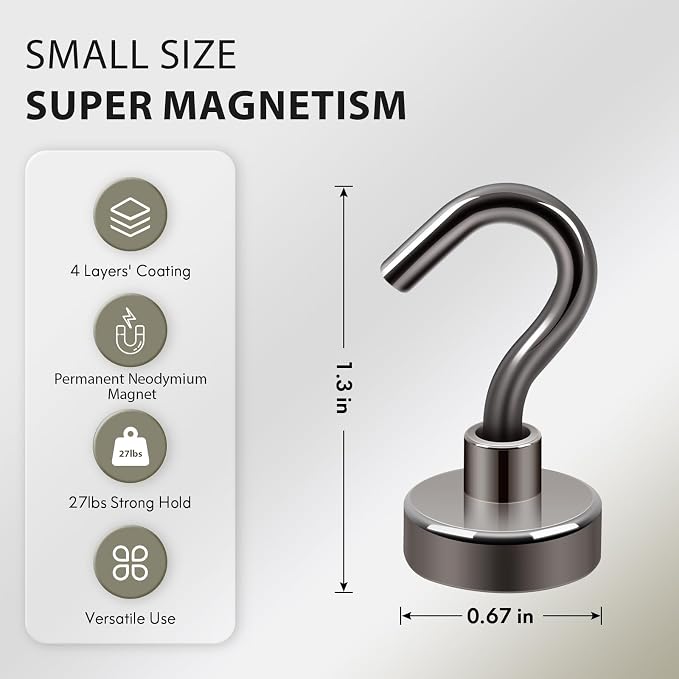 Neosmuk Magnetic Hooks, Heavy Duty 30lb+ Strong Magnet Hook - Image 6