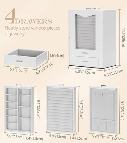 Homde Jewelry Organizer with Transparent Window Necklace Hooks Gift - Image 6